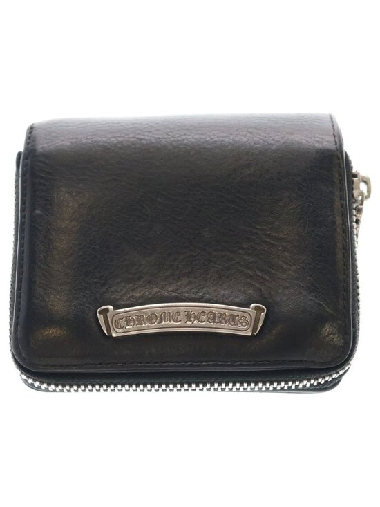 Chrome Hearts SQ Zip Bill Square Zip Leather Wallet Black